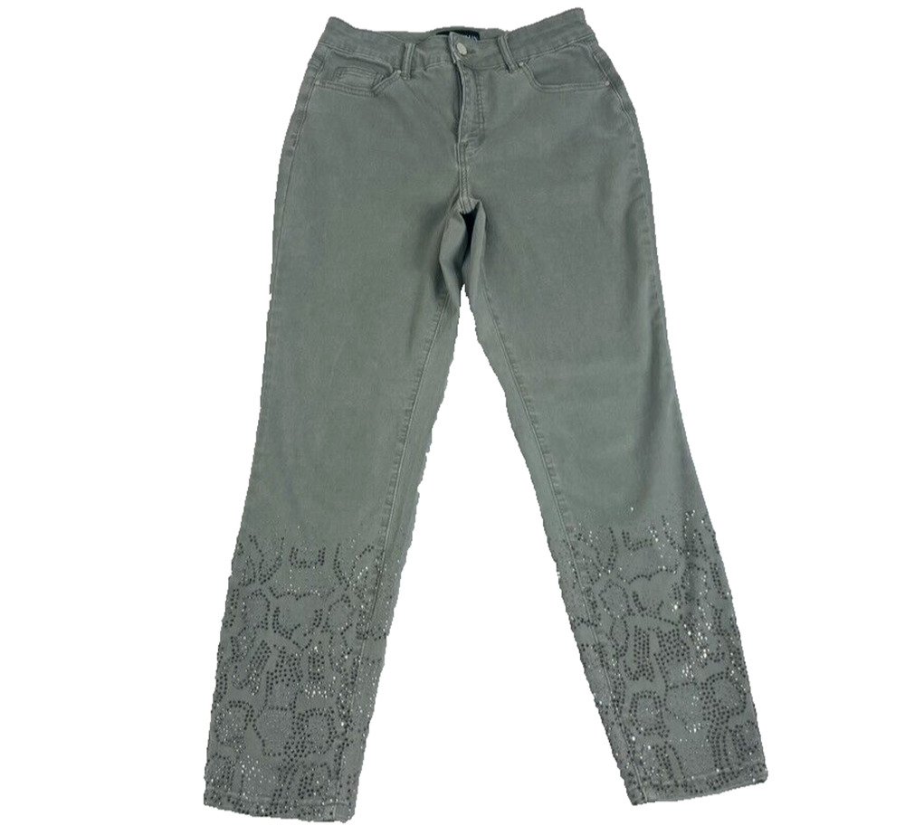 Frank Lyman Design Jeans Womens (28x26) Grey Rhinestone High Rise